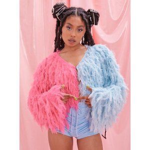 Dolls Kill Shaggy Crop Cardigan Sweater